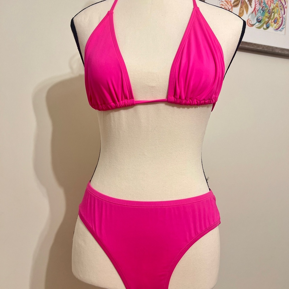 BECCA Pink Triangle Bikini Set Swimwear